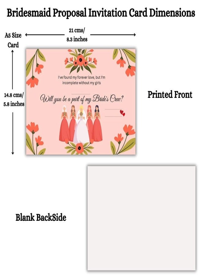 AanyaCentric 5.8x8.3inch Set of 10 Bridesmaid Proposal Self Fill-in Printed Card, 1 for Maid of Honour & 9 for Bridesmaid, Invitation for Best Friends, Ideas for Asking Colleagues, Blank at Back - Image 3